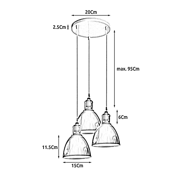 Retro Industrial Ceiling Lighting 3-way cluster Ceiling Pendant Light