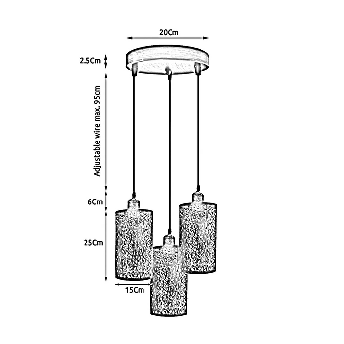 Industriële Retro hanglamp 3-voudig Ronde plafondvoet Metalen lampenkap