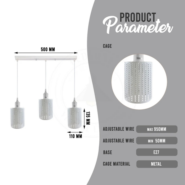 Industrial Pendant Lighting, Adjustable E27 Metal Cage Hanging Light Fixtures