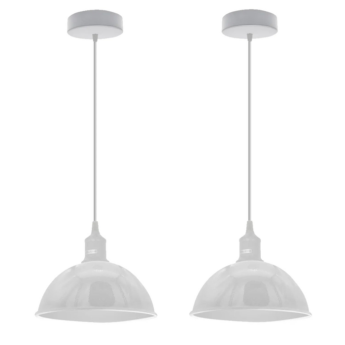 2Pack Dome Shaped White Vintage Industrial Retro Metal Ceiling Lamp Shade