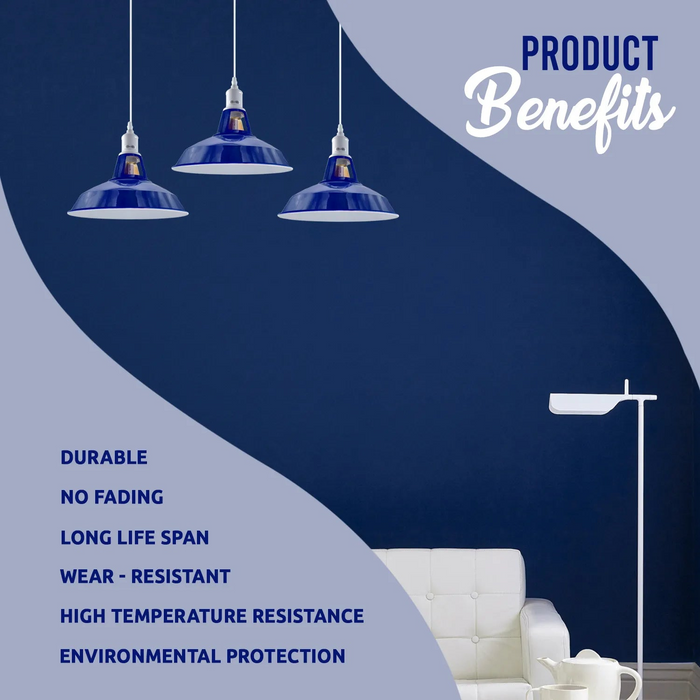 Navy Blue 3 Fittings Ceiling Barn-slotted Metal E27 Pendant Lamp Fixture