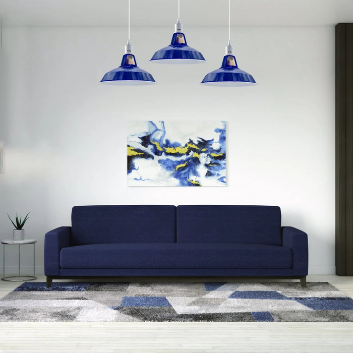 Navy Blue 3 Fittings Ceiling Barn-slotted Metal E27 Pendant Lamp Fixture