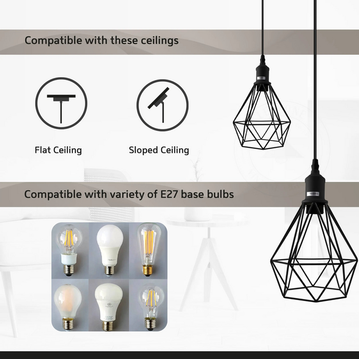 E27 witte hanglamp kooi schaduw loft stijl metalen plafond hanglamp