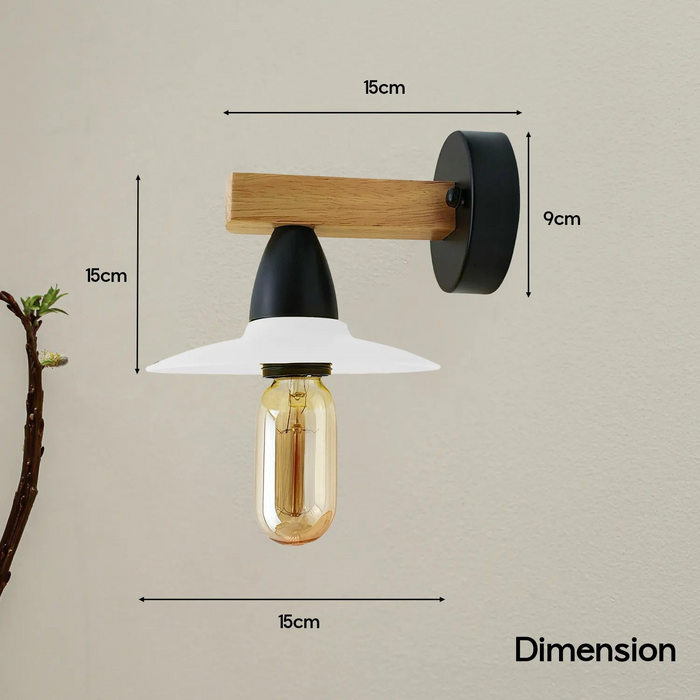 2 stuks witte LED-wandlamp schans hout, 15 cm lampenkap, E27 lamphouder