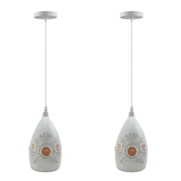 2Pack Ceiling Pendant Light, White Metal ,E27 Lamp Holder Lighting Fixture