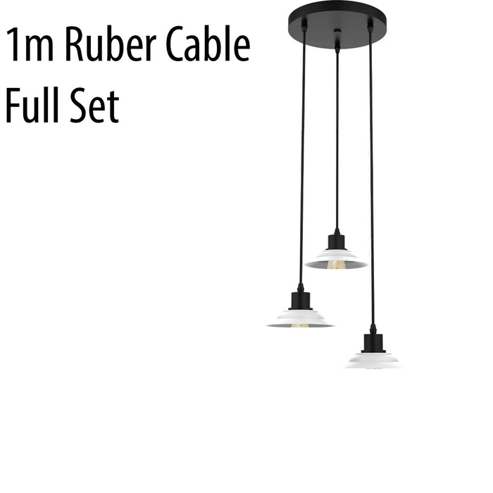 3 Way Ceramic Black and White Pendant Light Round Ceiling E27 Lamp Shade