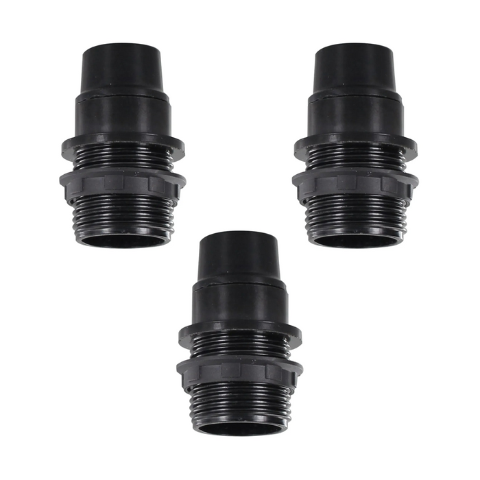 3 Pack E14 Socket Bulb Holder Edison Small Screw Black Plastic Lamp holder