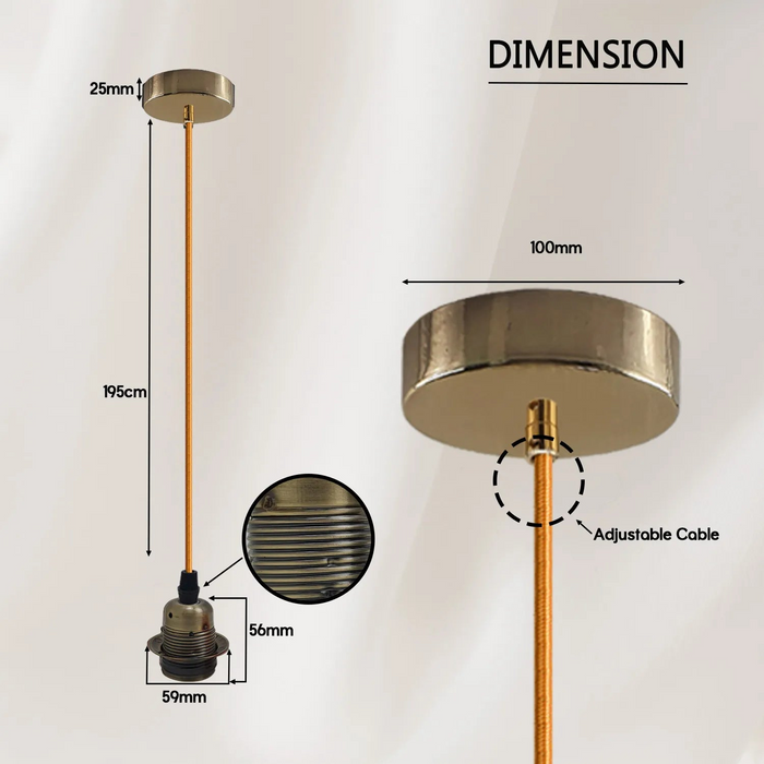 Groen Messing Hanglamp E27 Lamphouder E27 UK Houderset met 2m Kabel