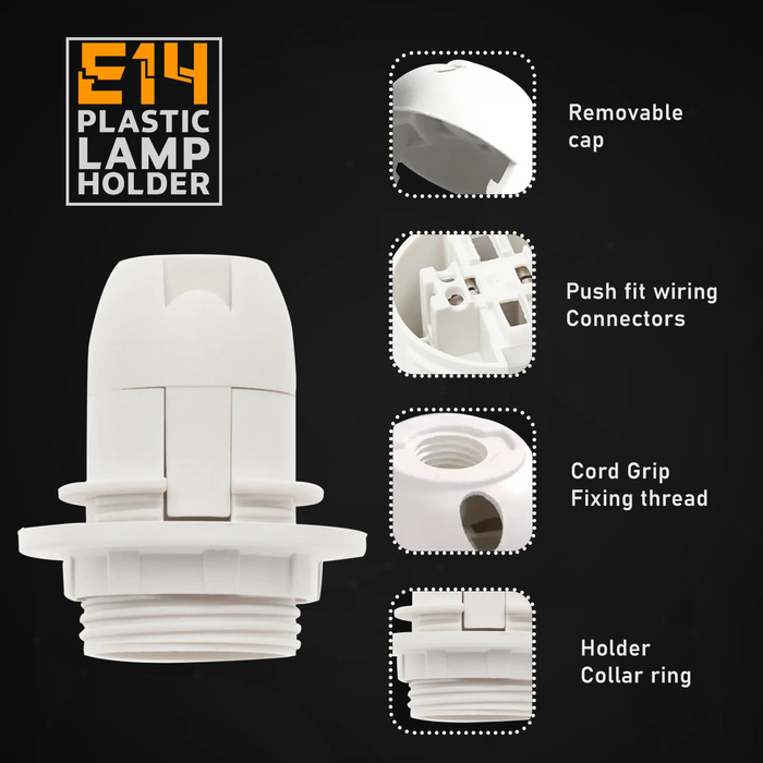 5 Pack E14 Socket Bulb Holder Edison Small Screw White Plastic Lamp holder