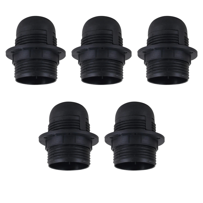 5Pack Screw E27 Light Bulb Lamp Holder Pendant Socket Edison Black Plastic