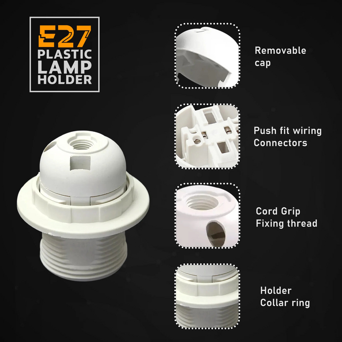 3Pack E27 Gloeilamp Hanger Socket Houder, Schroef Witte Plastic Lamphouder