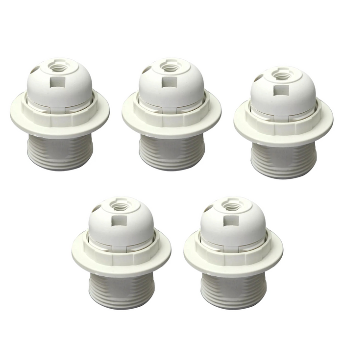 5Pack E27 Light Bulb,Pendant Socket Holder Screw White Plastic Lamp holder