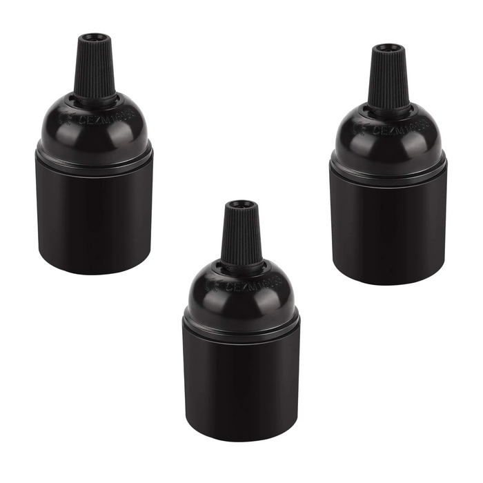 3Pack E27 Light Bulb,Pendant Socket Holder Screw Black Plastic Lamp holder