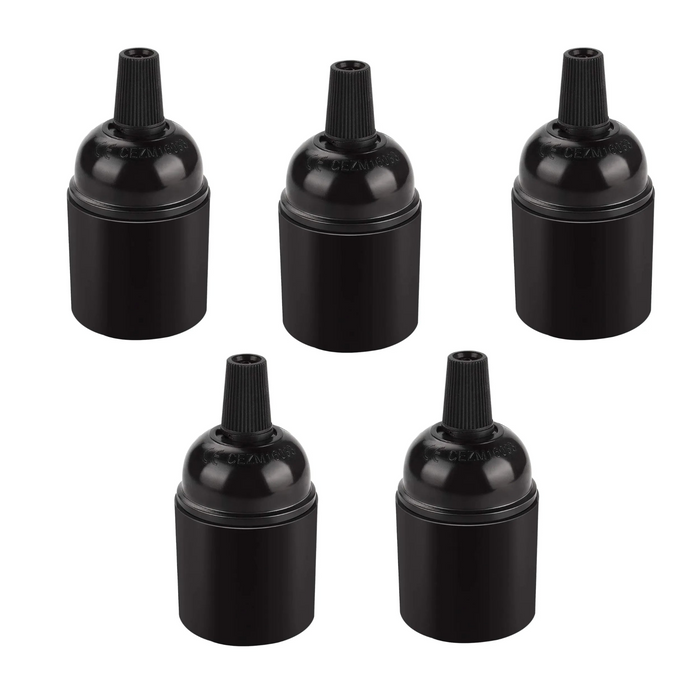 5Pack E27 Light Bulb Pendant Socket Holder Screw Black Plastic Lamp holder