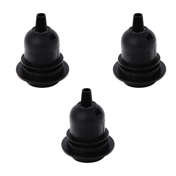 3Pack E27 Light Bulb Pendant Socket Holder Screw Black Plastic Lamp holder