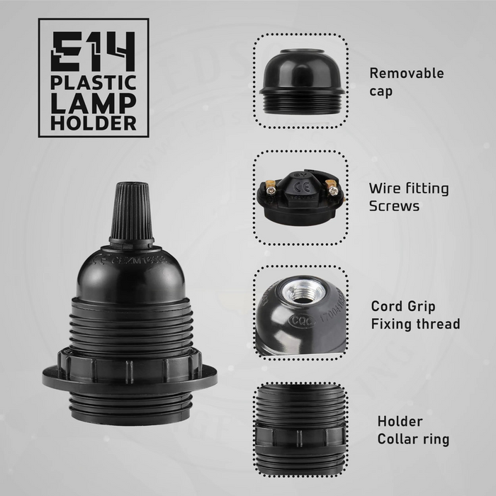 E27 Light Bulb,Pendant Socket Holder Edison Screw Black Plastic Lamp holder