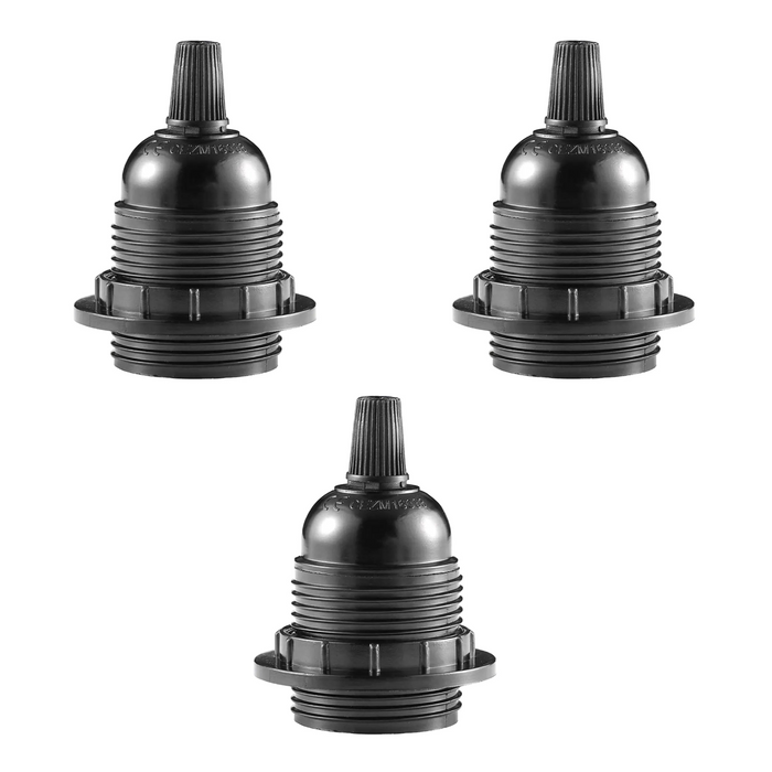 3Pack E27 Light Bulb,Pendant  Socket Holder Screw Black Plastic Lamp holder