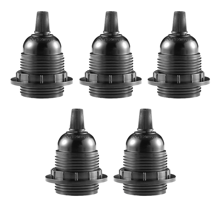 5Pack E27 Light Bulb,Pendant  Socket Holder Screw Black Plastic Lamp holder