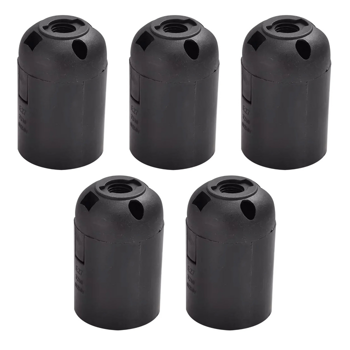 5Pack E27 Gloeilamp Hanger Socket Houder Schroef Zwart Plastic Lamphouder