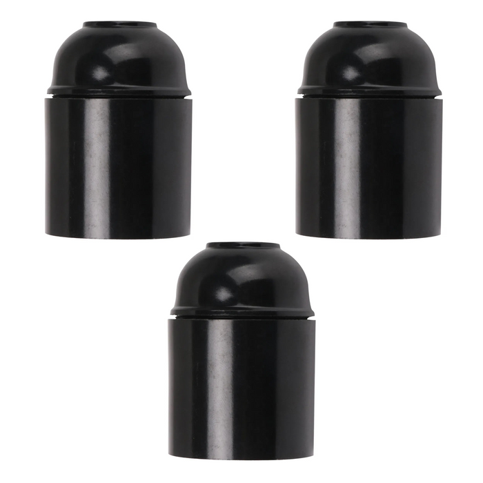 3Pack E27 Light Bulb Pendant Socket Holder,Screw Black Plastic Lamp holder