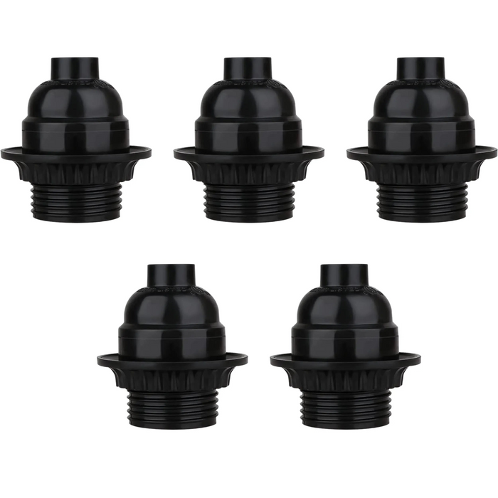 5Pack E27 Gloeilamp,Hangende Socket Houder Schroef Zwart Plastic Lamphouder