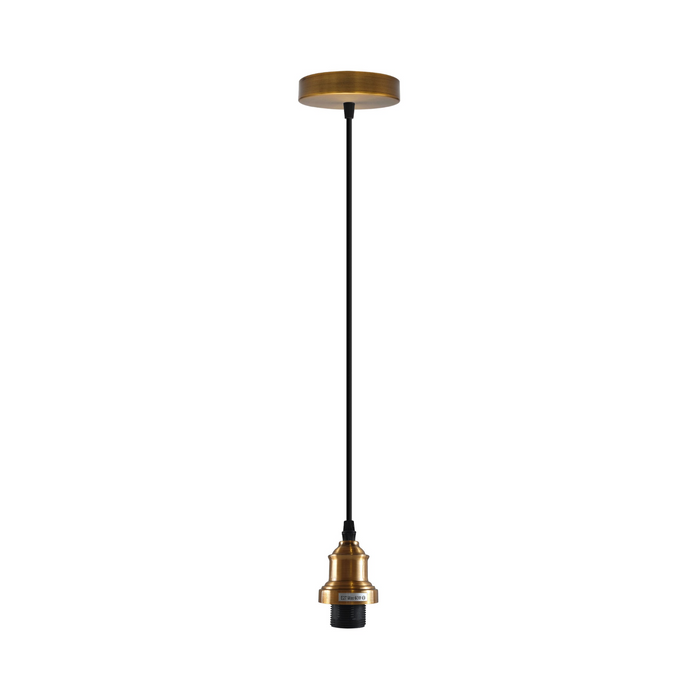 Industriële geelkoperen hanglamp met verstelbaar snoer van 95 cm, E27-fitting