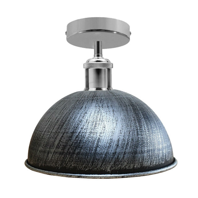 Geborsteld zilveren vintage retro inbouw plafondlamp rustieke kleur metalen lampenkap