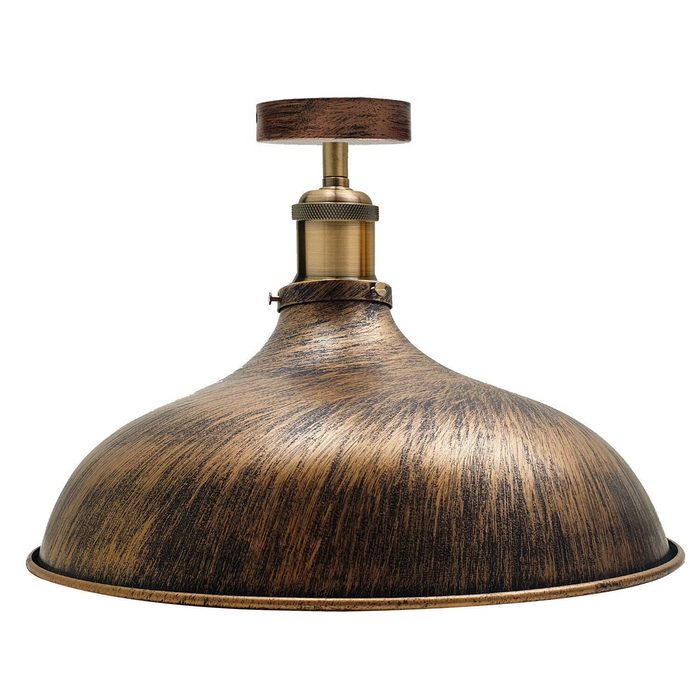Brushed Copper Modern Vintage Flush Mount Brass Black Scone Ceiling Light Shade