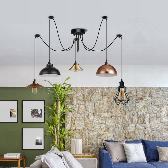 Vintage Ceiling Pendant Light Lamp Shade Industrial Chandelier Spider Lamp