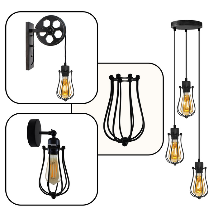 Chroom lampenkap metaal ballonkooi muur Easy Fit hanglamp