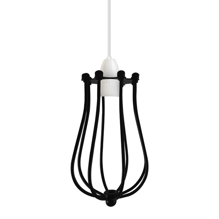 Zwarte lampenkap metalen ballonkooi muur Easy Fit hanglamp