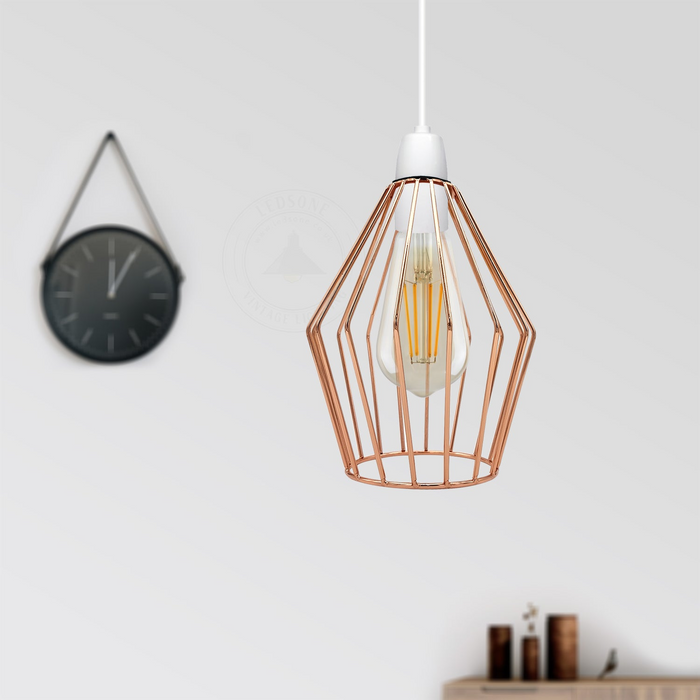 Metalen draadkooi plafondlamp Geometrische hanglamp schaduw