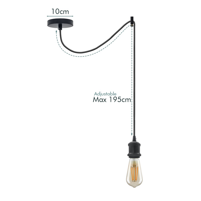 Spider plafondhangende hanglamp 2m stof 3-aderige kabel E27 fittinglamp