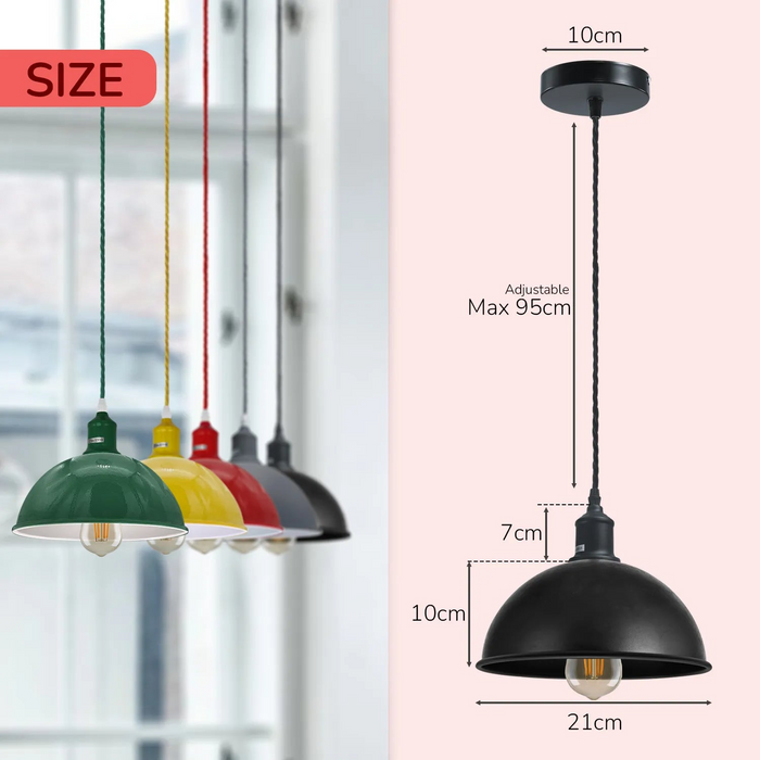 Grijze metalen koepelhanglamp van 30 cm