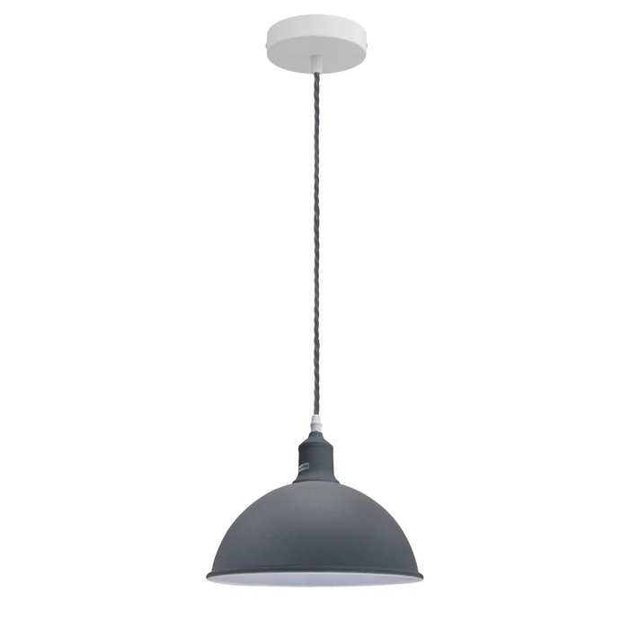 Grijze metalen koepelhanglamp van 30 cm