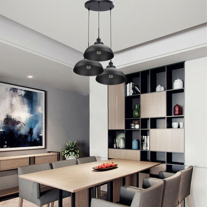 3 Ceiling lamp Pendant Cluster Light Modern Light Fitting Black Lampshades