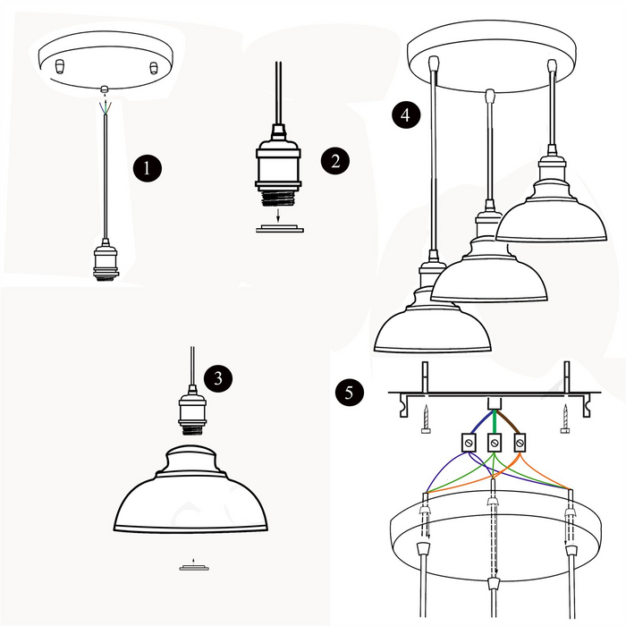 3 Ceiling lamp Pendant Cluster Light Modern Light Fitting Black Lampshades