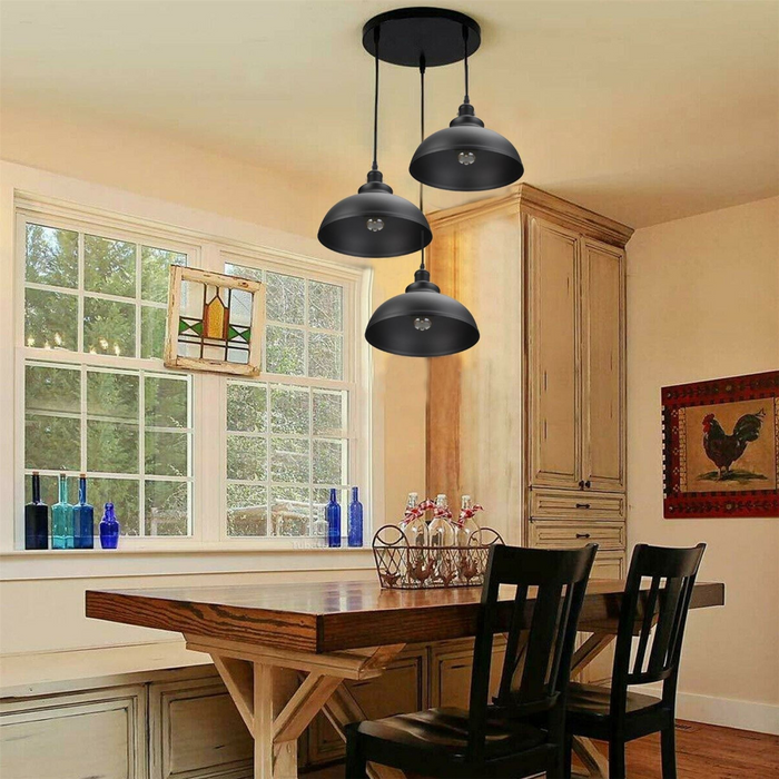 3 Ceiling lamp Pendant Cluster Light Modern Light Fitting Black Lampshades