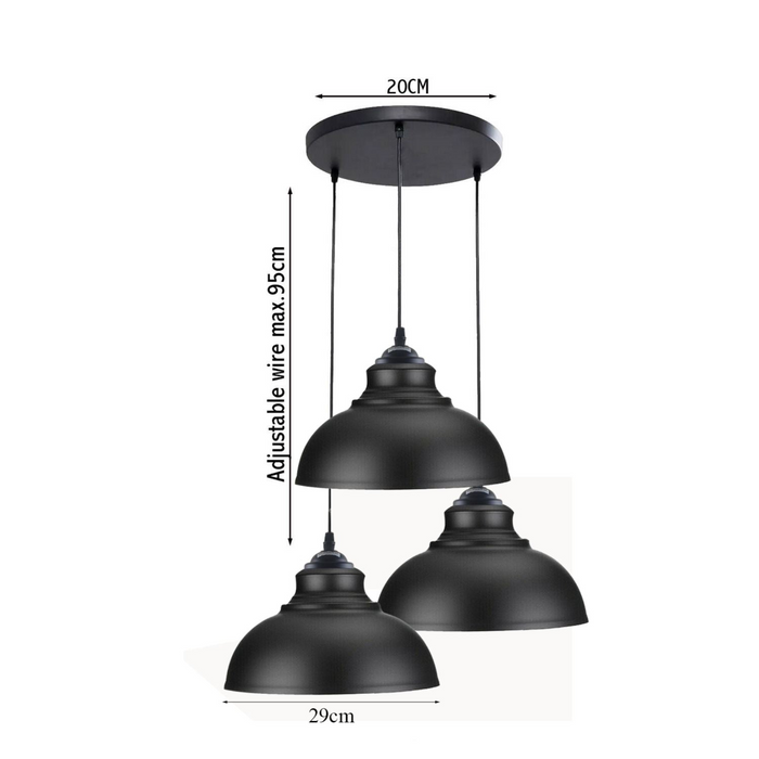 3 Ceiling lamp Pendant Cluster Light Modern Light Fitting Black Lampshades