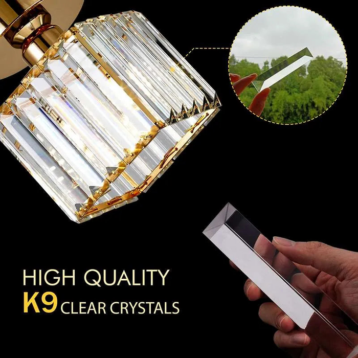 Kristallen semi-inbouw plafondlamp E27 vierkante fitting plafondlamp kroonluchter 