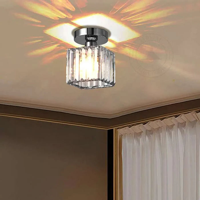 Kristallen semi-inbouw plafondlamp E27 vierkante fitting plafondlamp kroonluchter 