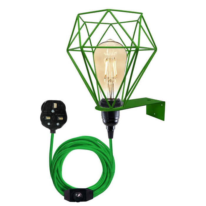 Vintage industriële groene wandlampen retro-stijl plug-in schans metalen armatuurlamp