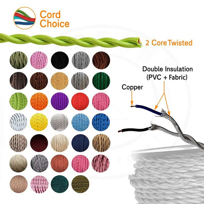 2 Core Twisted Electric Cable Burgandy Color Fabric 0.75mm