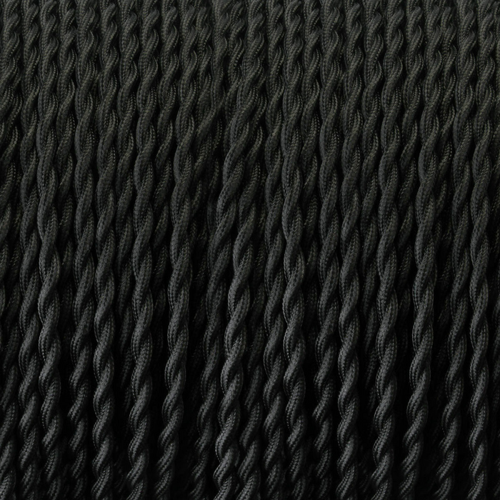 5m Black 2 Core Twisted Electric Fabric 0.75mm Cable