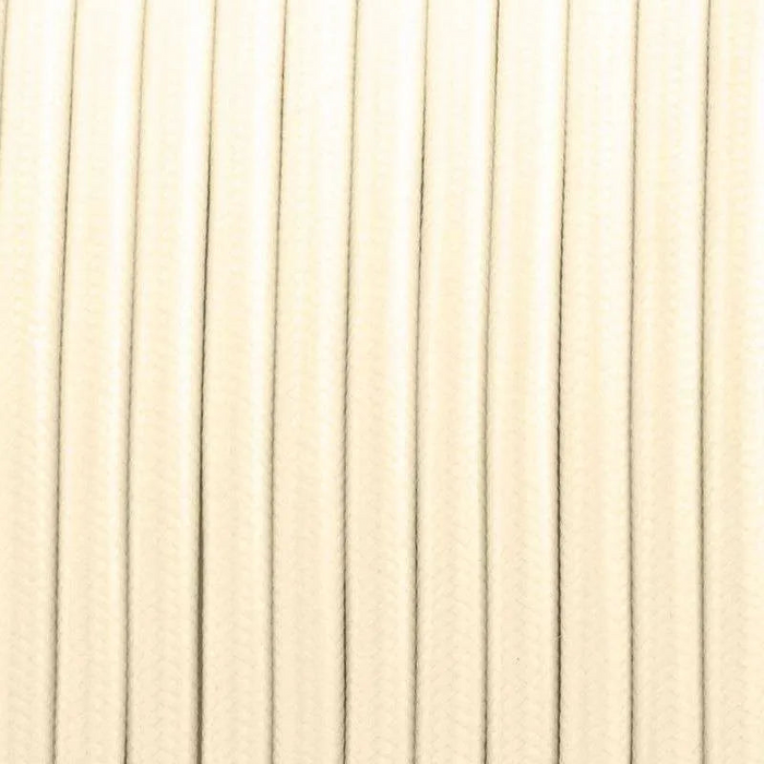5m 3 core Round Vintage Braided Fabric Cream Colour Cable Flex 0.75mm