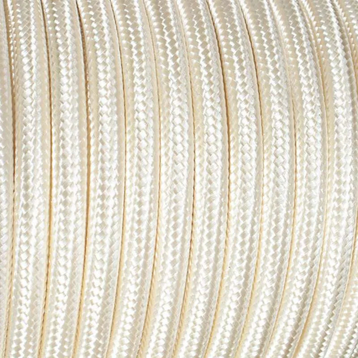 5m 3 core Round Vintage Braided Fabric Ivory Coloured Cable Flex 0.75mm