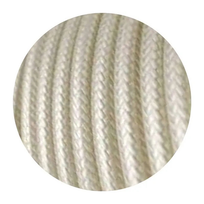 10m 3 core Round Vintage Braided Fabric Ivory Coloured Cable Flex 0.75mm