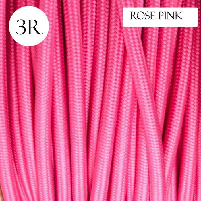 10m 3 Core Round Vintage Fabric Cable Flex Italian Braided Rose Pink Cable 0.75mm
