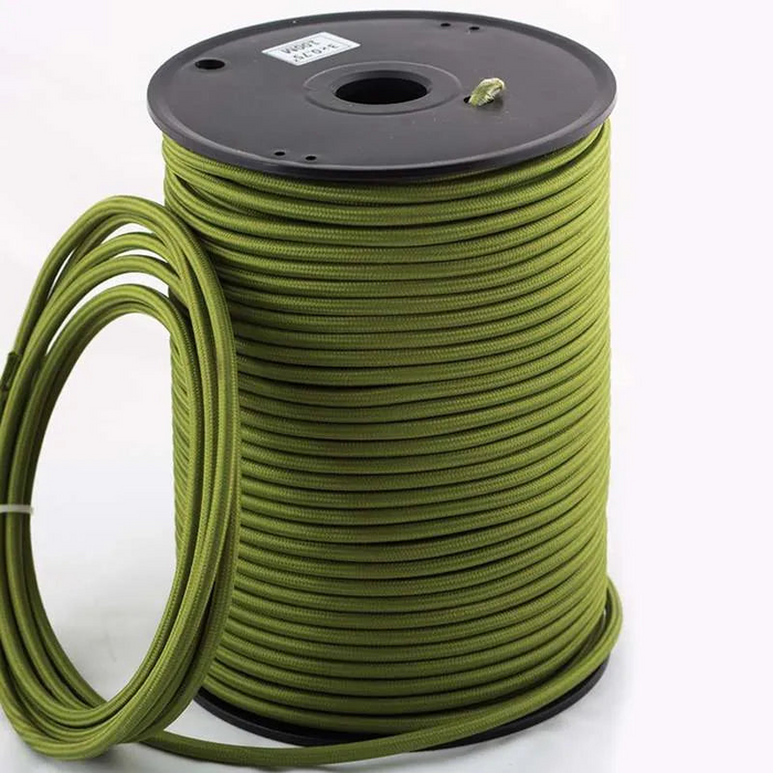 5m 3 kern ronde vintage gevlochten stof legergroene kabel Flex 0,75 mm