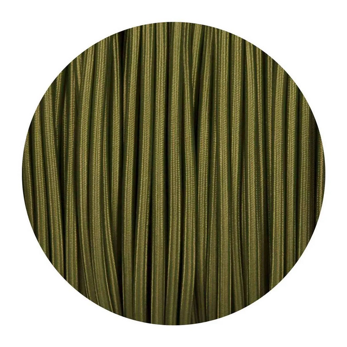 5m 3 core Round Vintage Braided Fabric Army Green Cable Flex 0.75mm